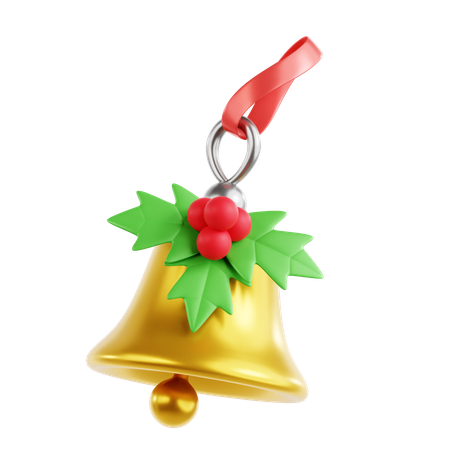 Campana de navidad con muérdago  3D Icon