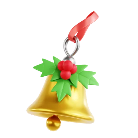 Campana de navidad con muérdago  3D Icon