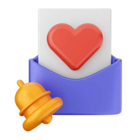 Campana de notificación de correo de amor  3D Icon