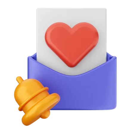 Campana de notificación de correo de amor  3D Icon