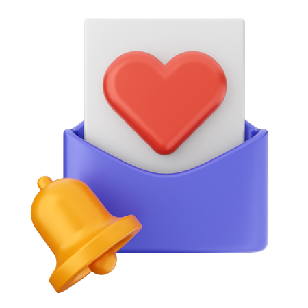 Campana de notificación de correo de amor  3D Icon