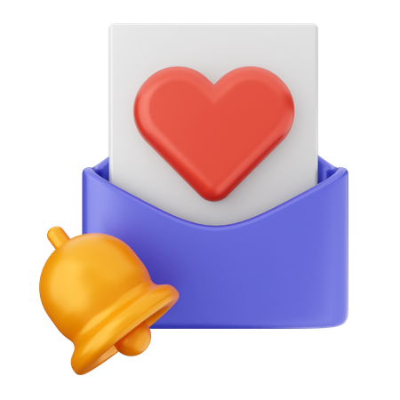 Campana de notificación de correo de amor  3D Icon