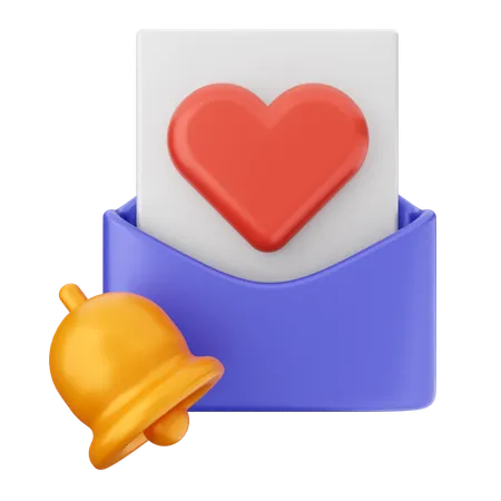 Campana de notificación de correo de amor  3D Icon