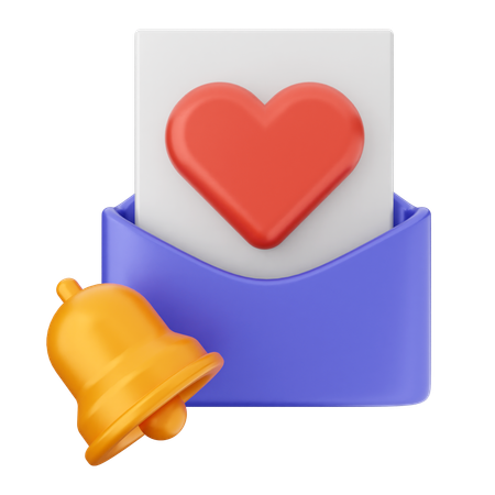 Campana de notificación de correo de amor  3D Icon