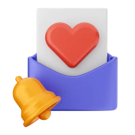 Campana de notificación de correo de amor  3D Icon