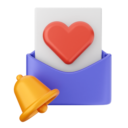 Campana de notificación de correo de amor  3D Icon