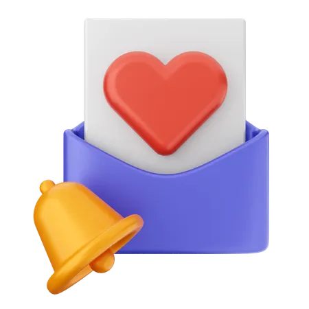 Campana de notificación de correo de amor  3D Icon