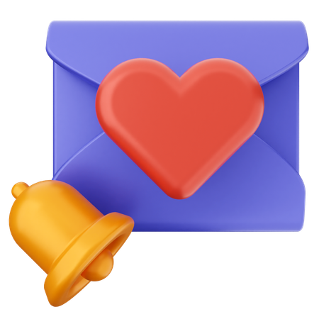 Campana de notificación de correo de amor  3D Icon