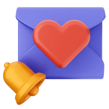 Campana de notificación de correo de amor  3D Icon