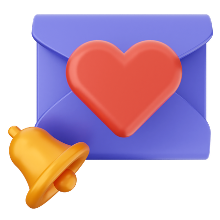 Campana de notificación de correo de amor  3D Icon