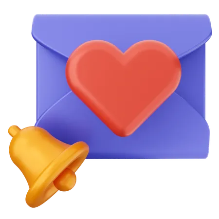 Campana de notificación de correo de amor  3D Icon