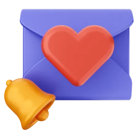 Campana de notificación de correo de amor  3D Icon