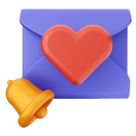 Campana de notificación de correo de amor  3D Icon