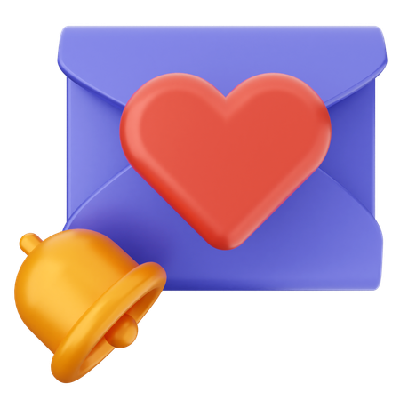 Campana de notificación de correo de amor  3D Icon