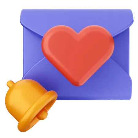 Campana de notificación de correo de amor  3D Icon