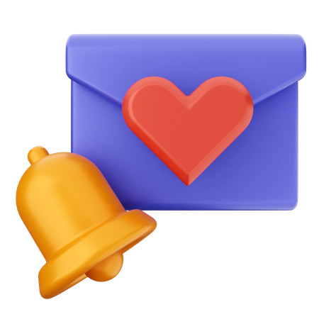 Campana de notificación de correo de amor  3D Icon