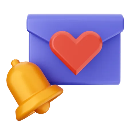 Campana de notificación de correo de amor  3D Icon