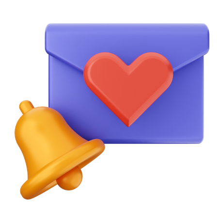 Campana de notificación de correo de amor  3D Icon