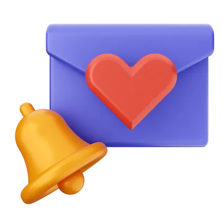 Campana de notificación de correo de amor  3D Icon