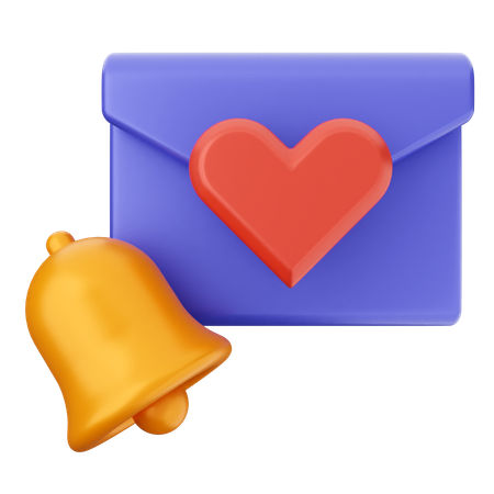 Campana de notificación de correo de amor  3D Icon