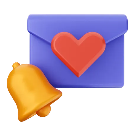 Campana de notificación de correo de amor  3D Icon