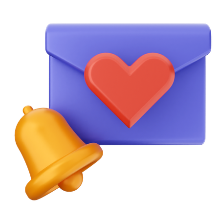 Campana de notificación de correo de amor  3D Icon