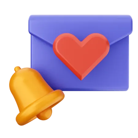 Campana de notificación de correo de amor  3D Icon