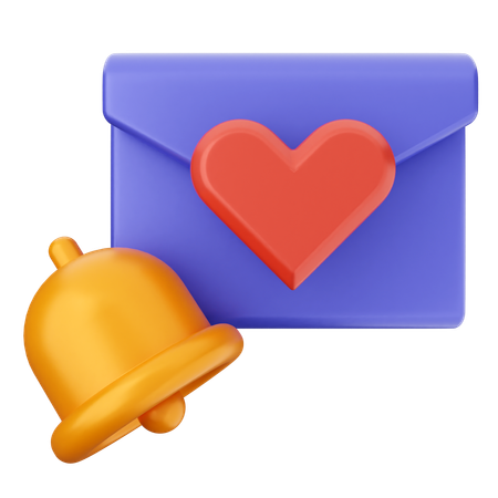 Campana de notificación de correo de amor  3D Icon