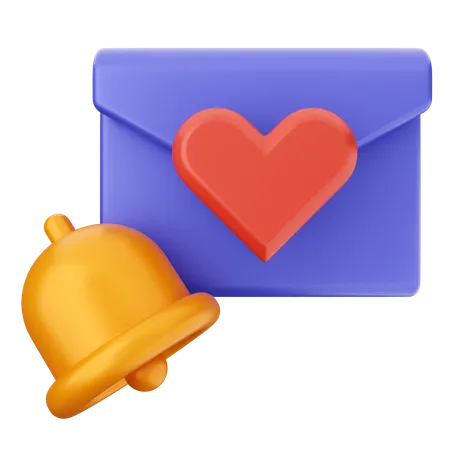 Campana de notificación de correo de amor  3D Icon