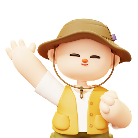 Camper Man Happy Jumping Celebrating  3D Icon