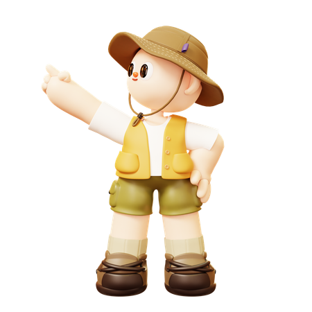 Camper Man Pointing With His Finger  3D Icon