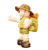 Camper Man Pointing With His Finger With Backpack