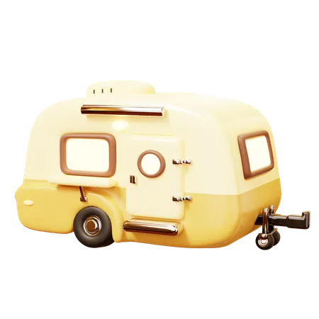 Cute Cartoon 3 D Camper Van Car Travel Caravan In Outdoor Camping RV Cars Recreational Vehicles Camper Vans 3D Icon