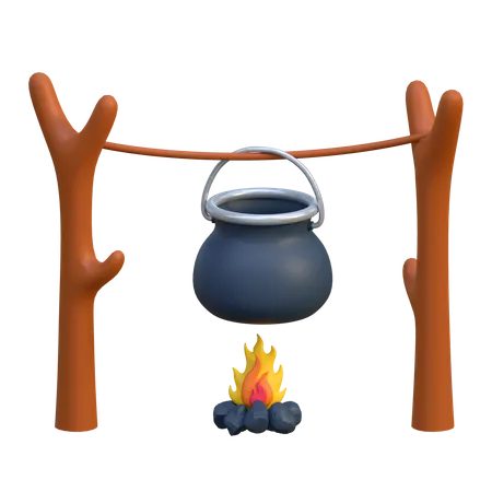 Campfire Cooking Icon Outdoor Hiking 3 D Illustration 3D Icon