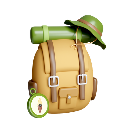 Camping Backpack  3D Icon