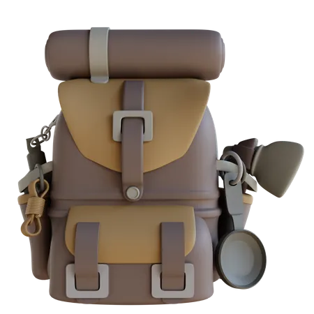 Camping Backpack  3D Icon