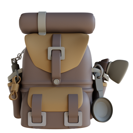 Camping Backpack 3D Icon
