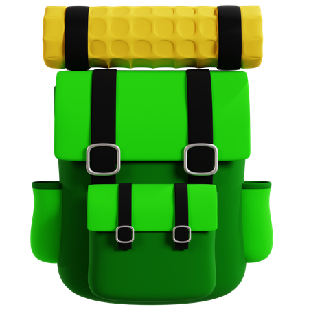 Camping Backpack with Sleeping Pad  3D Icon