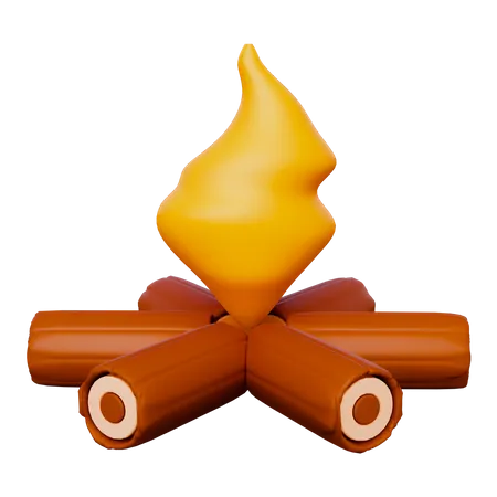 Camping Bonfire 3D Icon