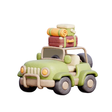 3 D Camping Car Camping Elements Travel Hiking Adventure 3D Icon