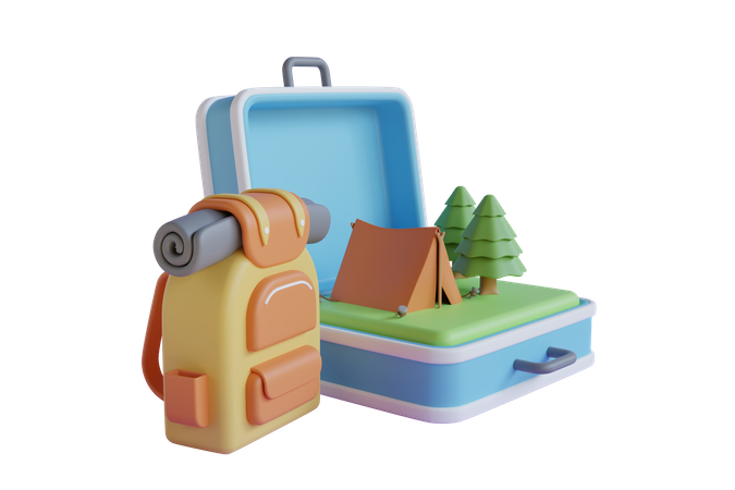 Camping equipments  3D Illustration