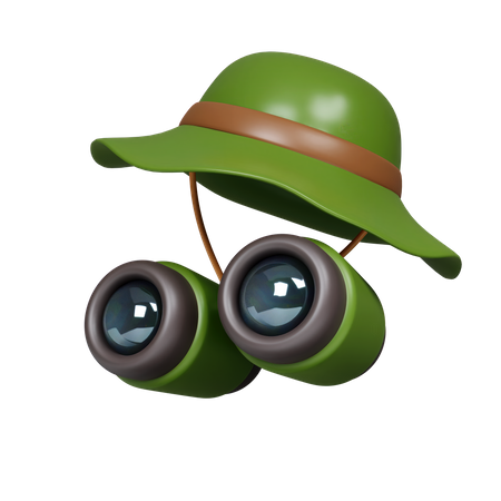 Camping Hat With Binoculars  3D Icon