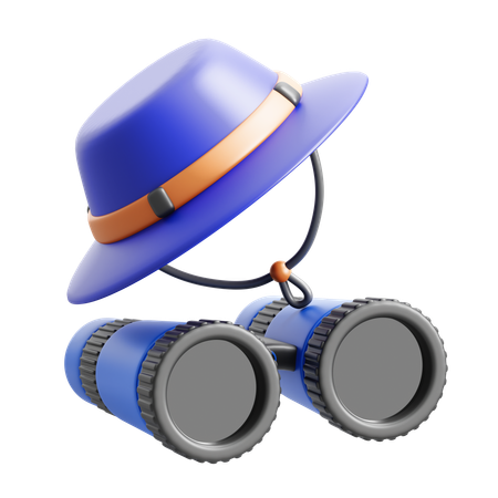 Camping Hat With Binoculars  3D Icon