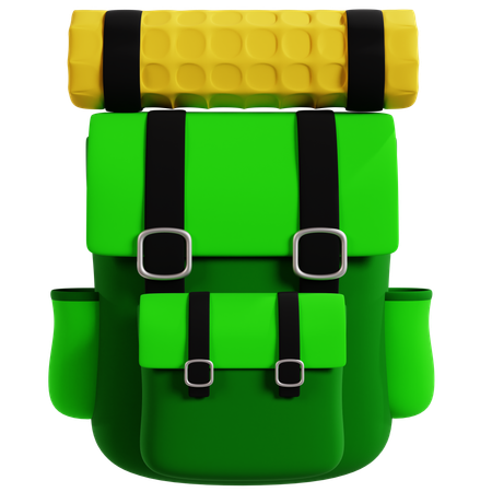 Camping-Rucksack mit Isomatte  3D Icon