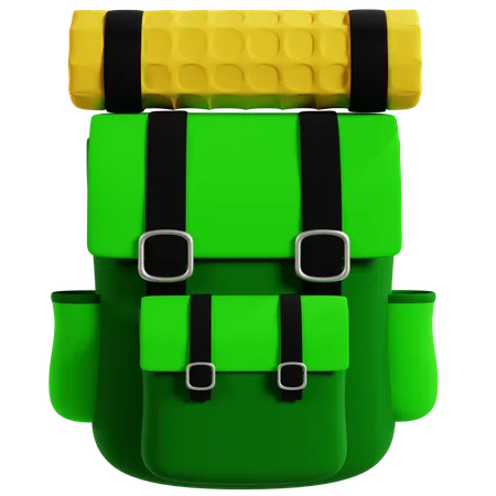 Camping-Rucksack mit Isomatte  3D Icon