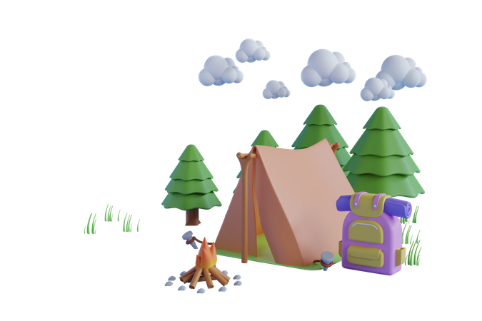 Camping site  3D Illustration