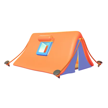 Experience The Vibrancy Of The Outdoors With Our Colorful Camping Tent In Orange And Blue 3 D Illustration This Lively And Inviting Tent Is A Symbol Of Adventure And Fun In The Wilderness 3D Icon
