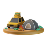 3d camping travel logo