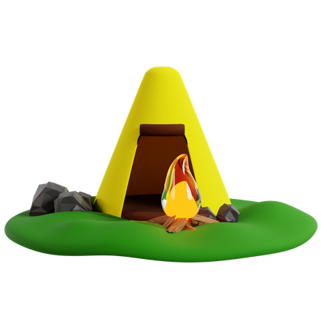 Campingzelt mit Lagerfeuer  3D Icon