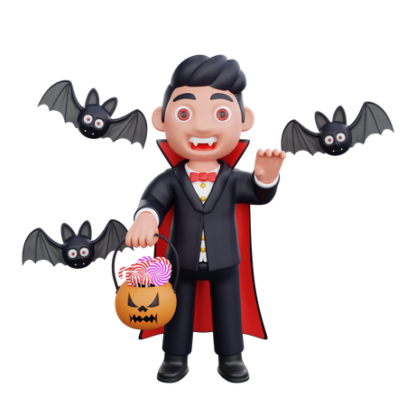 3d vampire character happy jump, Happy halloween. 12174060 PNG
